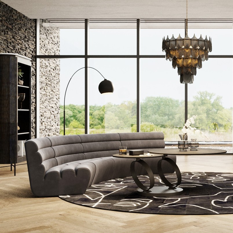 Matte black steel arc floor lamp - Lounge - Kare Design