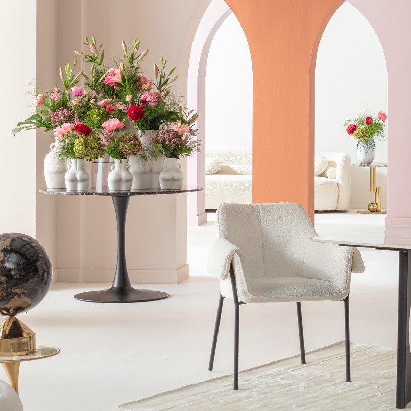 110 cm round black table in mineral marble - Veneto - Kare Design