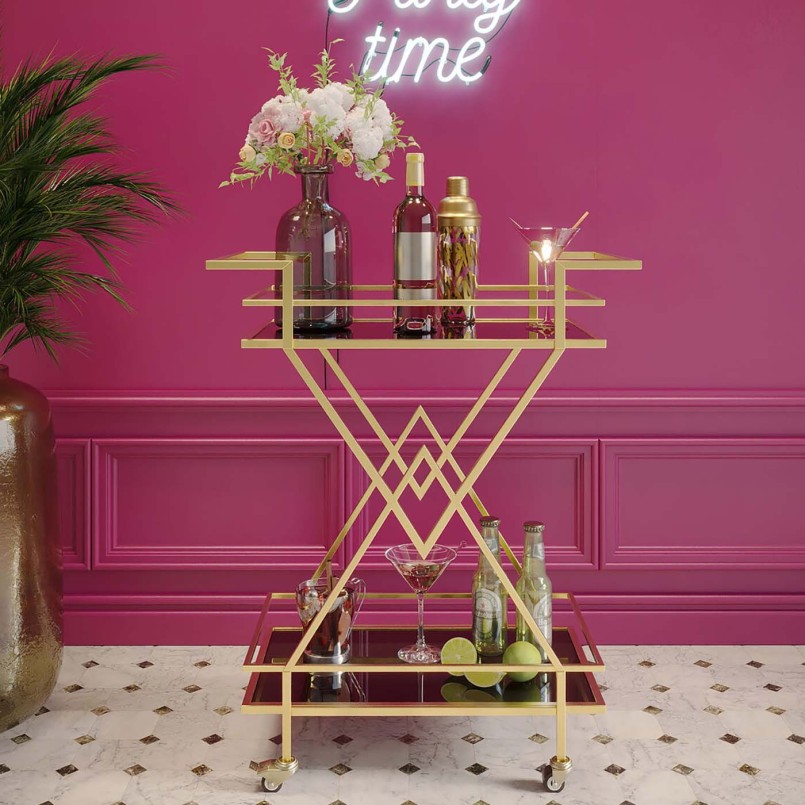 Gouden dressoir in retrostijl - Piramiden - Kare Design