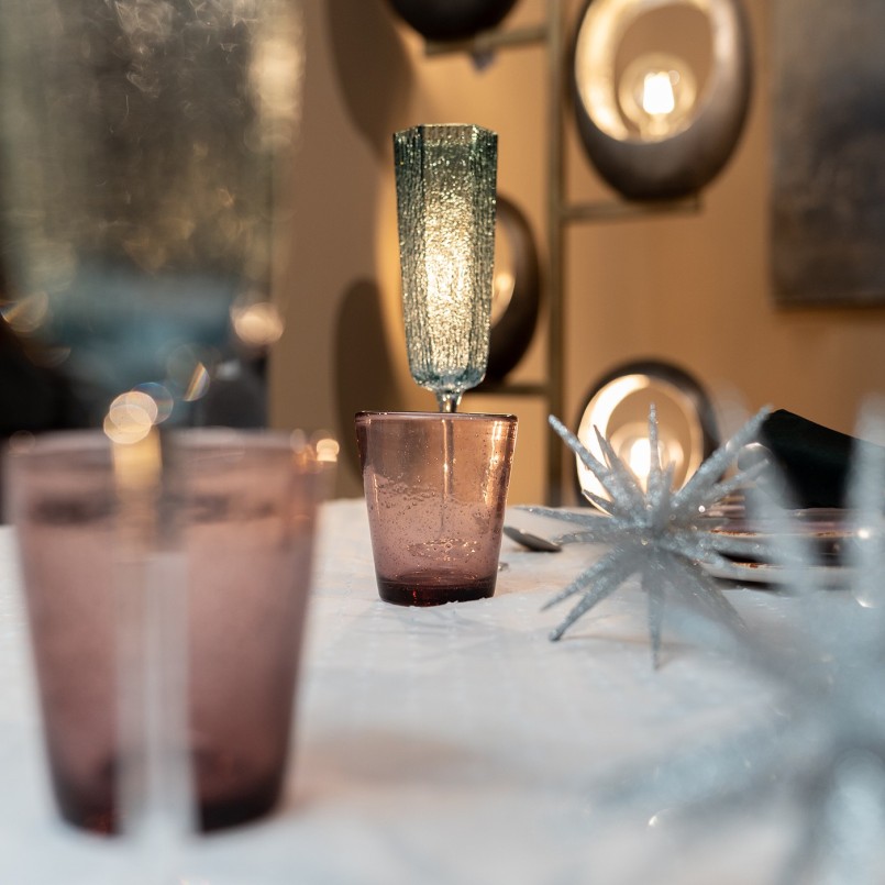 Blue glass champagne flutes - Cascata - Kare Design