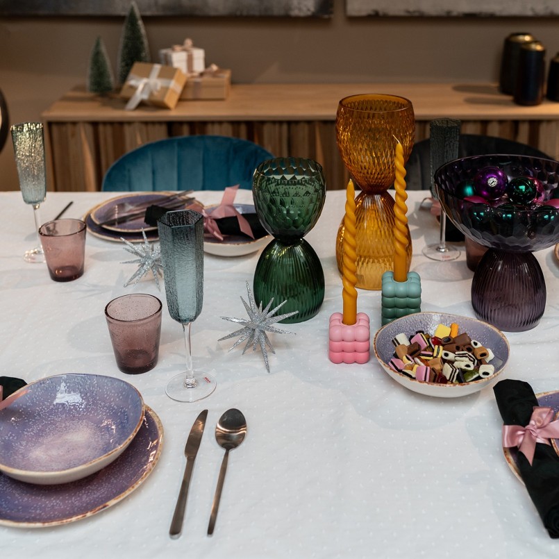 Blauw glazen champagneglazen - Cascata - Kare Design