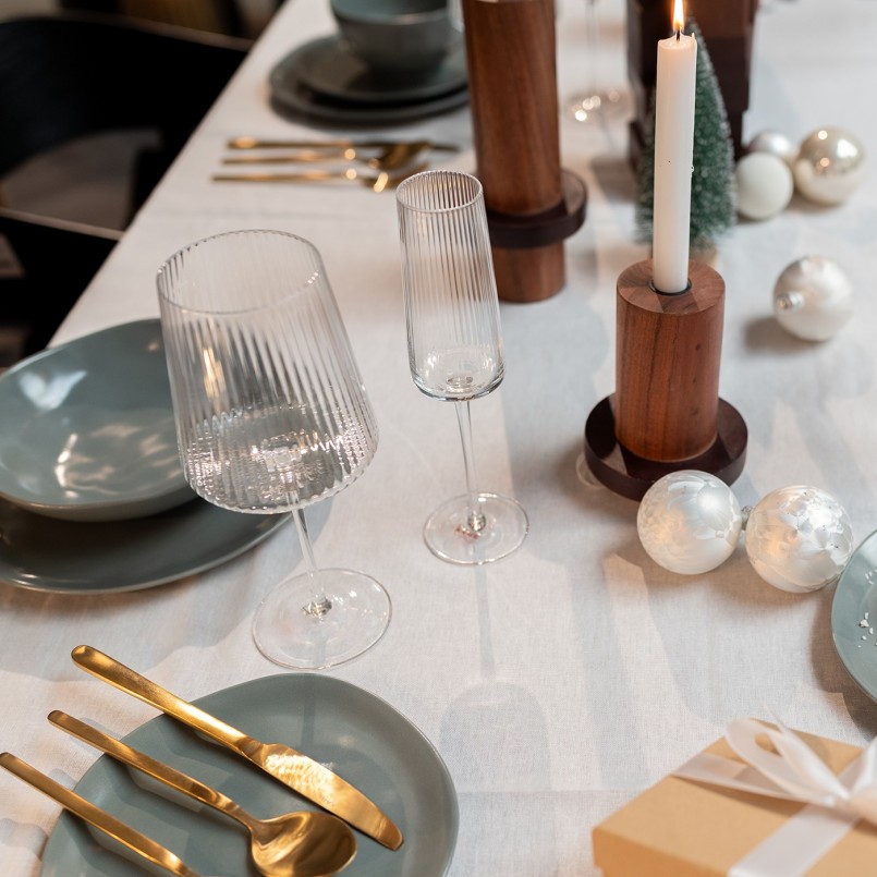 Glazen champagne flutes met structuur - Riffle - Kare Design
