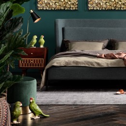 Retro fluwelen krukje groen - Kersen - Kare Design