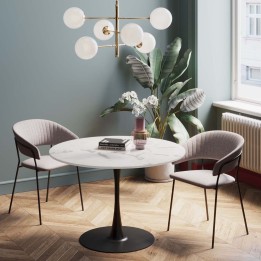 White marble effect table with black base - Schickeria - Kare Design