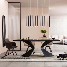 Zwarte hedendaagse tafel in mineraalmarmer - Gloria - Kare Design