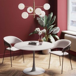 Design witte tafel 110cm met tulpvormige centrale voet - Schickeria model