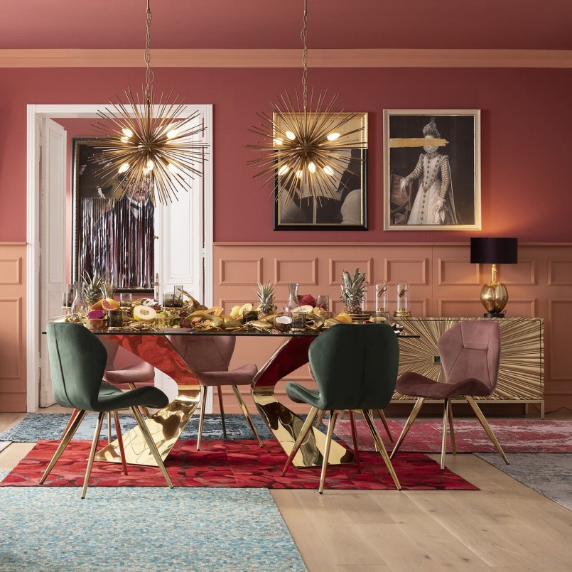 Retro vergulde tafel - Gloria - Kare ontwerp