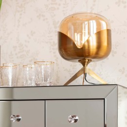 Retro gouden tafellamp - Gouden bokaalbal - Kare Ontwerp