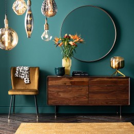 Ronde messing spiegel 100cm : grote spiegel in moderne stijl in goudkleurige kleur.