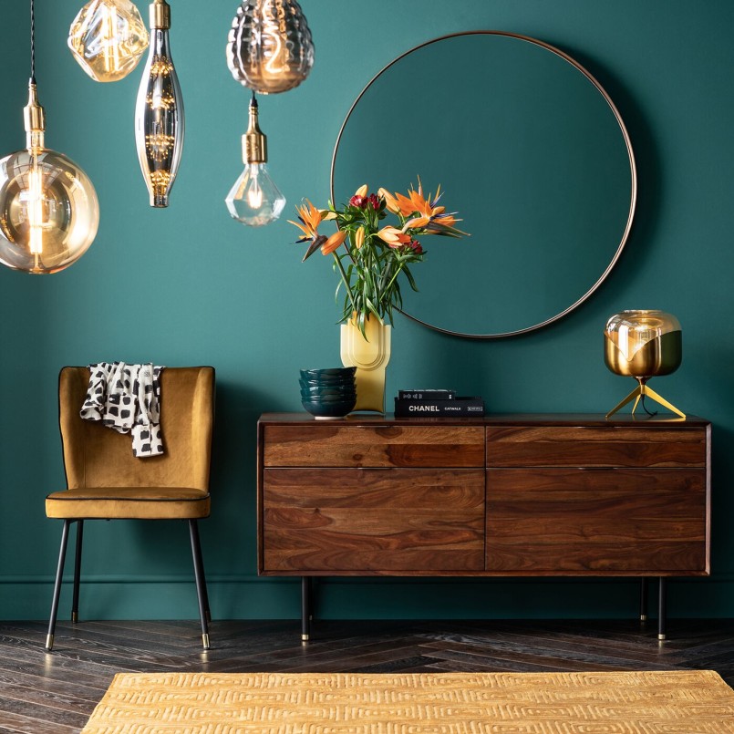 Ronde messing spiegel 100cm : grote spiegel in moderne stijl in goudkleurige kleur.