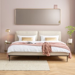 Rechthoekige spiegel met messing lijst 200x70cm - Curve Collectie