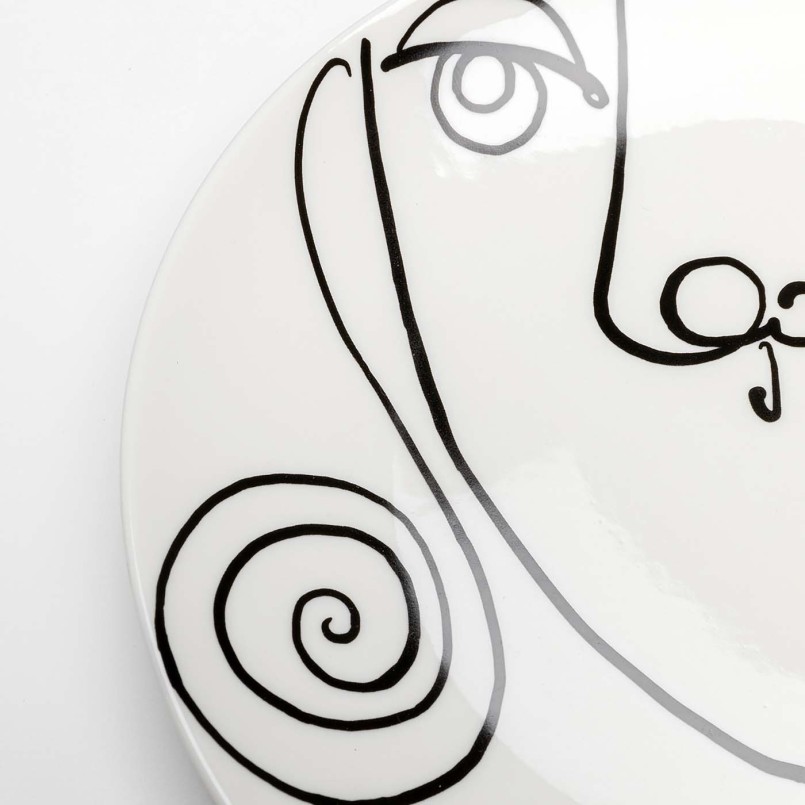 Damescups met abstract gezicht zwart-wit - Viso - Kare Design