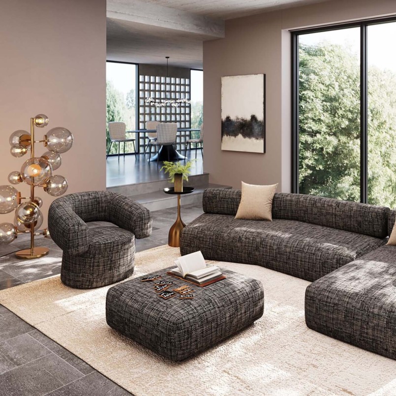 Black and white fabric swivel armchair - Maye Bow - Kare Design