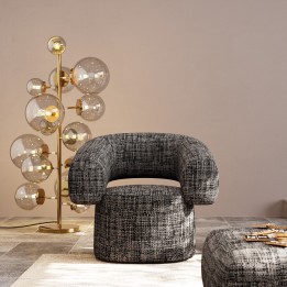 Black and white fabric swivel armchair - Maye Bow - Kare Design