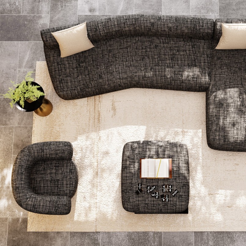 Black and white fabric swivel armchair - Maye Bow - Kare Design