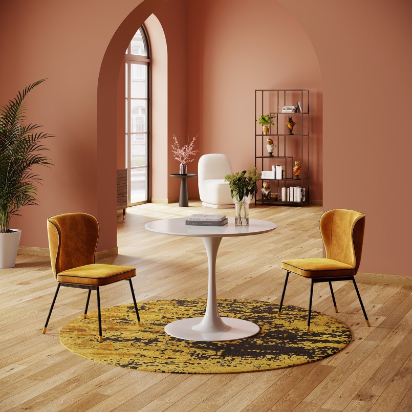 Gele fluwelen retro stoel - Irina - Kare Design