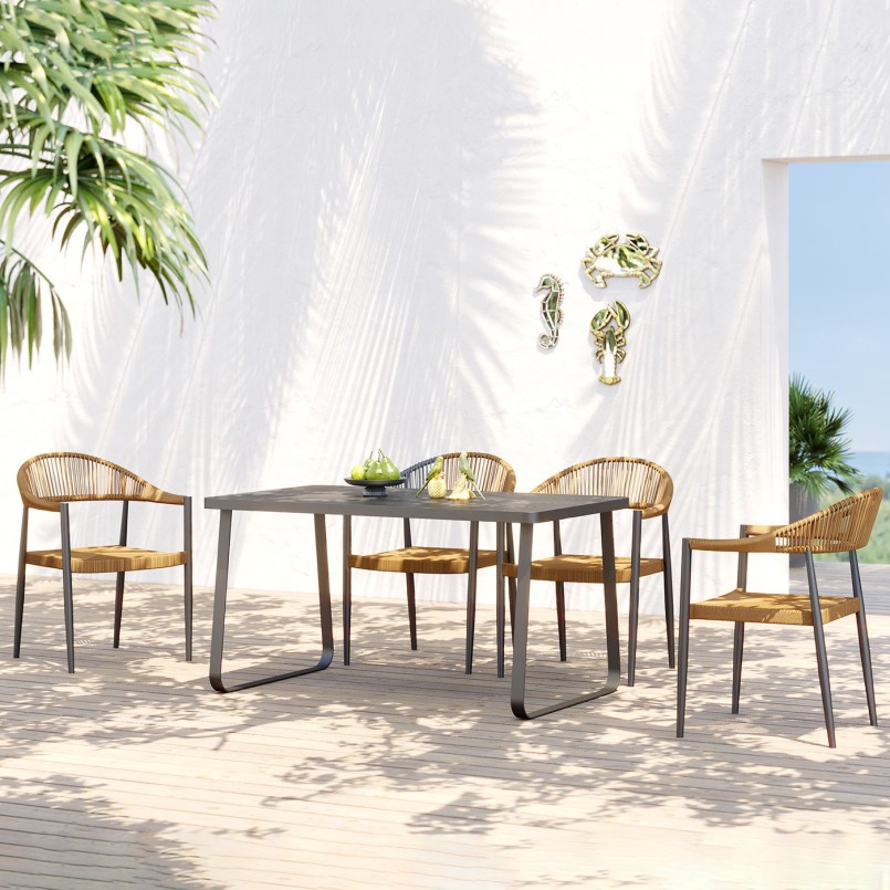 Tuinstoel met bruine armen - Palma - Kare Design