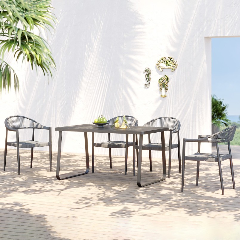 Grey garden chair with arms - Palma - Kare Design