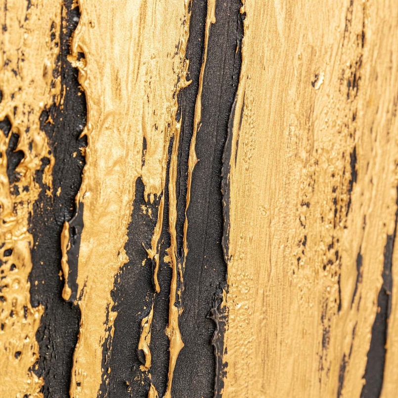 Zwart en goud abstract olieverfschilderij - Kare Design