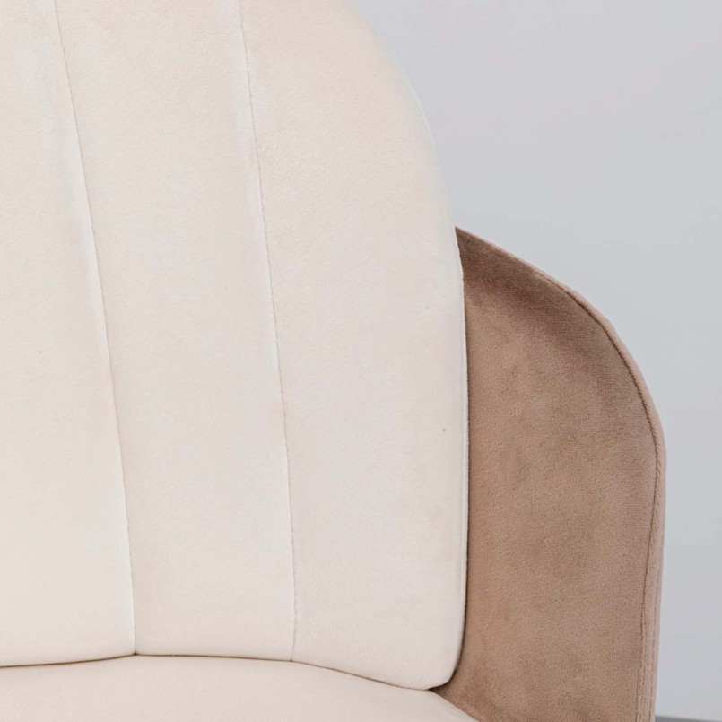 Beige and taupe velvet bar stool - Hojas - Kare Design