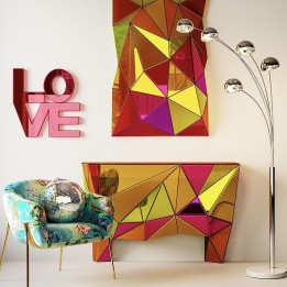 Multicoloured glazen console - Prisma - Kare Design