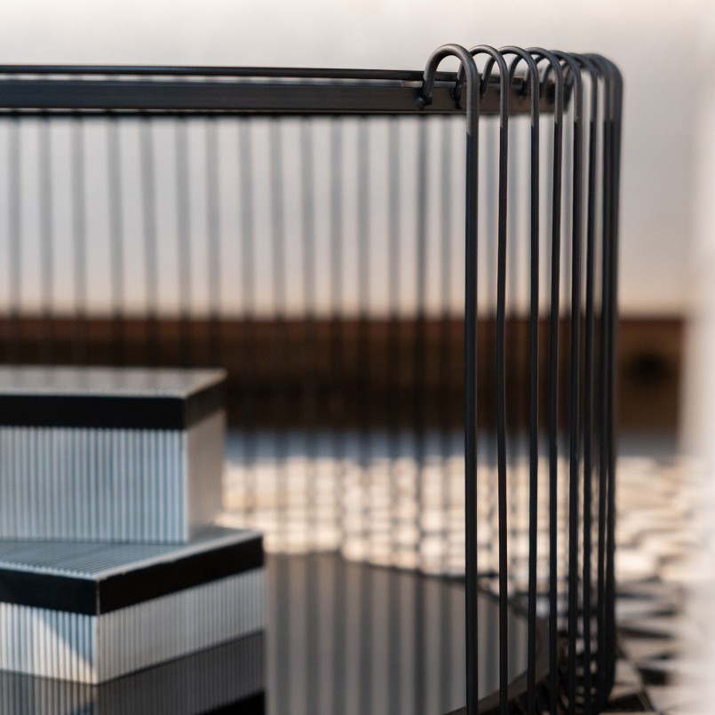 Salontafels van zwart staal en glas - Wire Double - Kare Design
