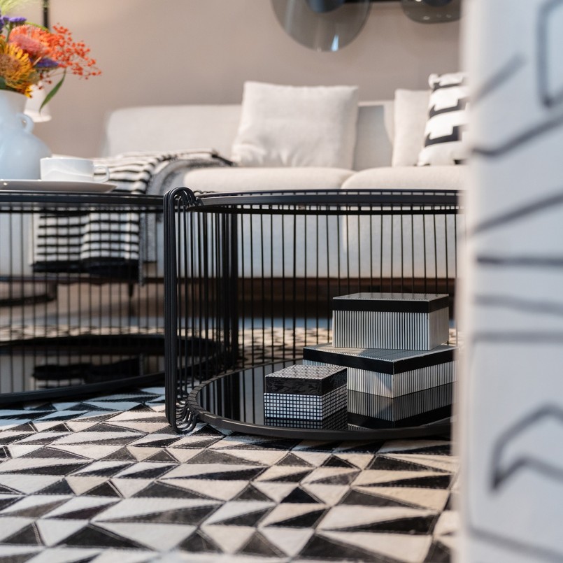 Salontafels van zwart staal en glas - Wire Double - Kare Design