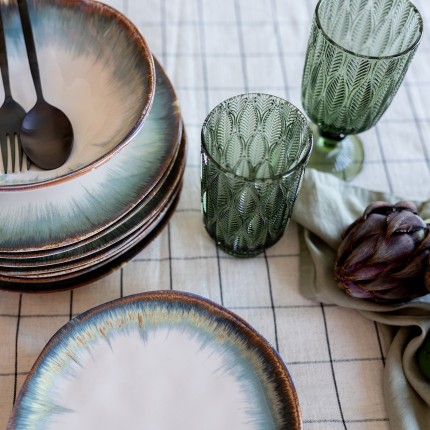 Borden Organic blauw Ø20cm (4/Set) Kare Design