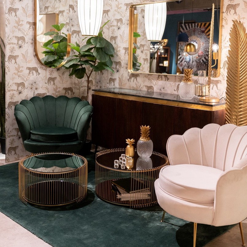 Brass mirrored coffee tables - Wire Double - Kare Design