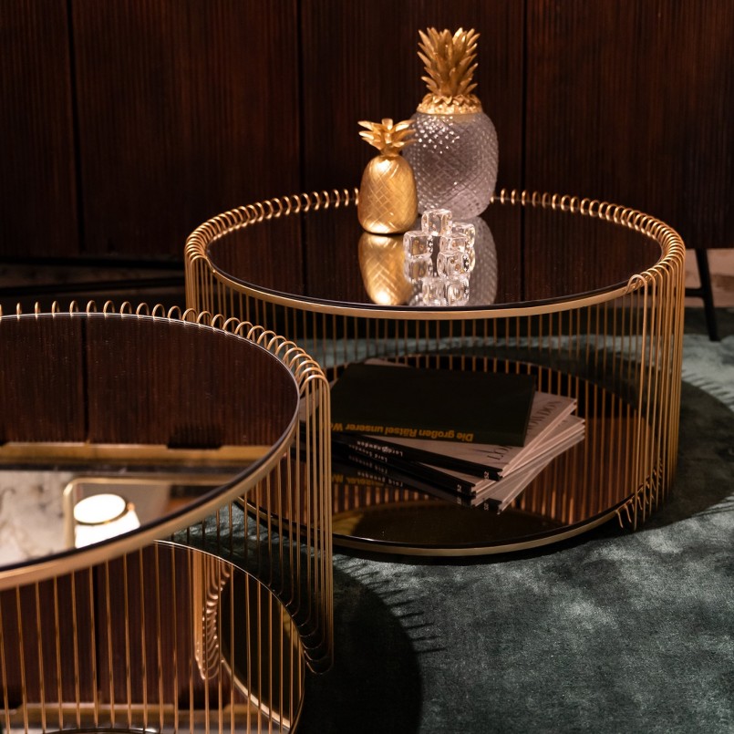 Messing gespiegelde salontafels - Wire Double - Kare Design