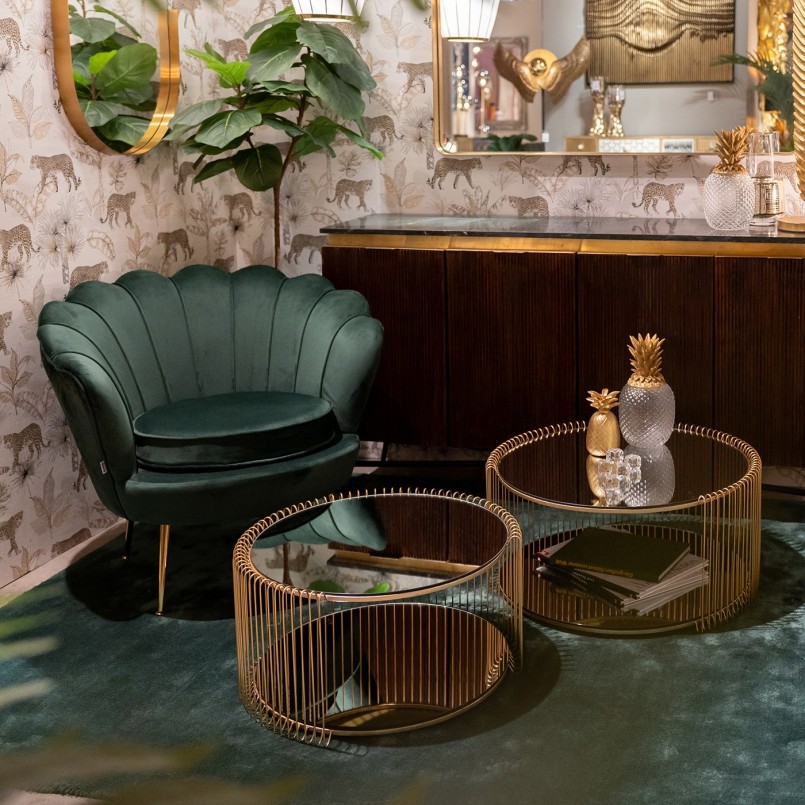 Brass mirrored coffee tables - Wire Double - Kare Design