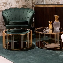 Brass mirrored coffee tables - Wire Double - Kare Design
