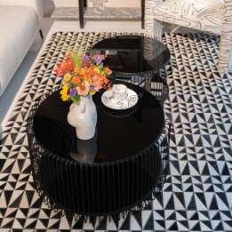 Salontafels van zwart staal en glas - Wire Double - Kare Design