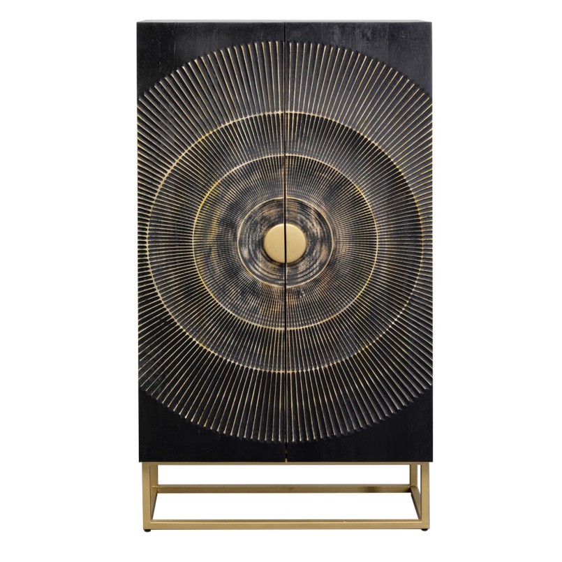 Carved black wood cabinet - Madeira - Kare Design