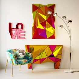 LOVE wanddecoratie van gekleurd spiegelglas - Kare Design