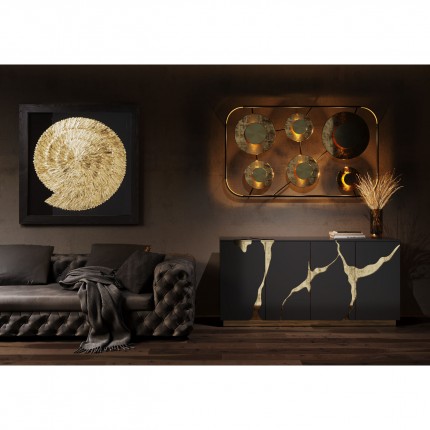 Dressoir Cracked zwart en goud Kare Design