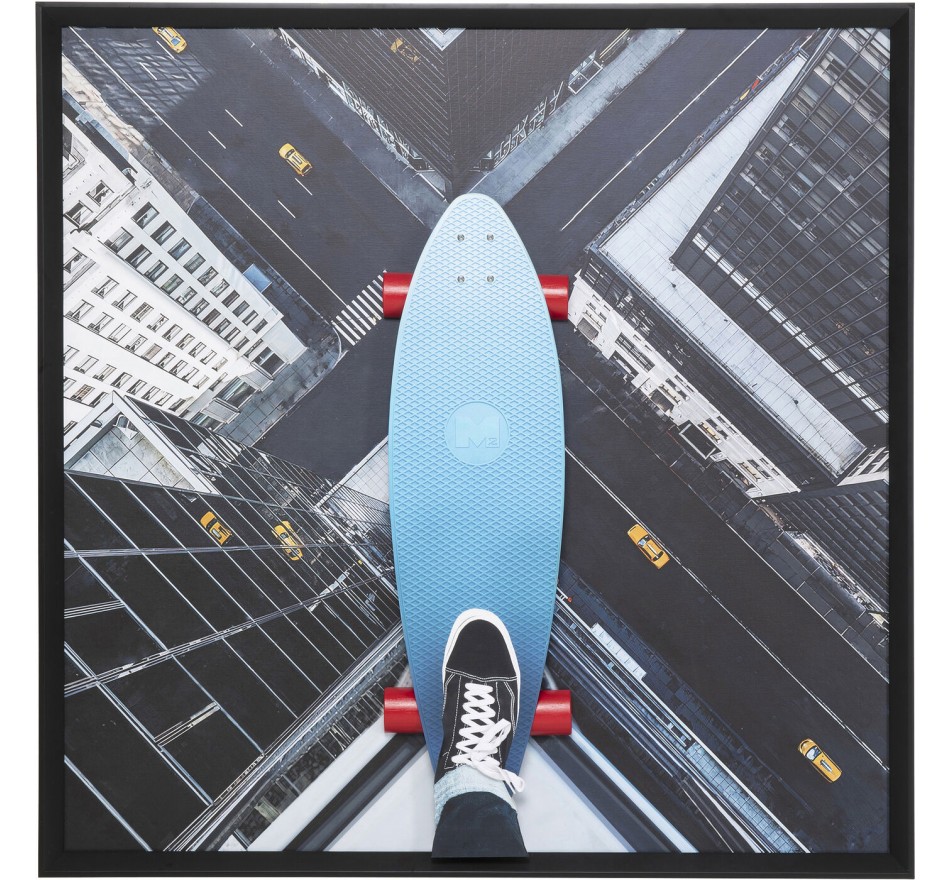 Framed Picture 3D Skyline Skater 149x149cm Kare Design Framed Picture 3D Skyline Skater 149x149cm Kare Design