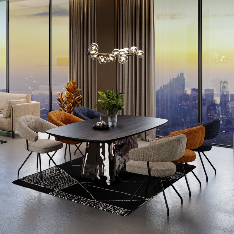 Zwart essenhouten en verchroomd stalen tafel - Caldera - Kare Design