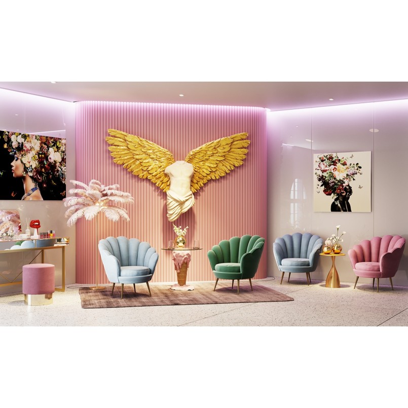 Wanddecoratie mannenbuste met gouden vleugels - Kare Design