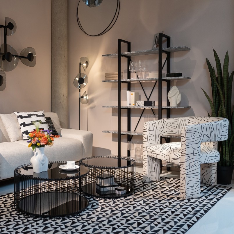 Salontafels van zwart staal en glas - Wire Double - Kare Design