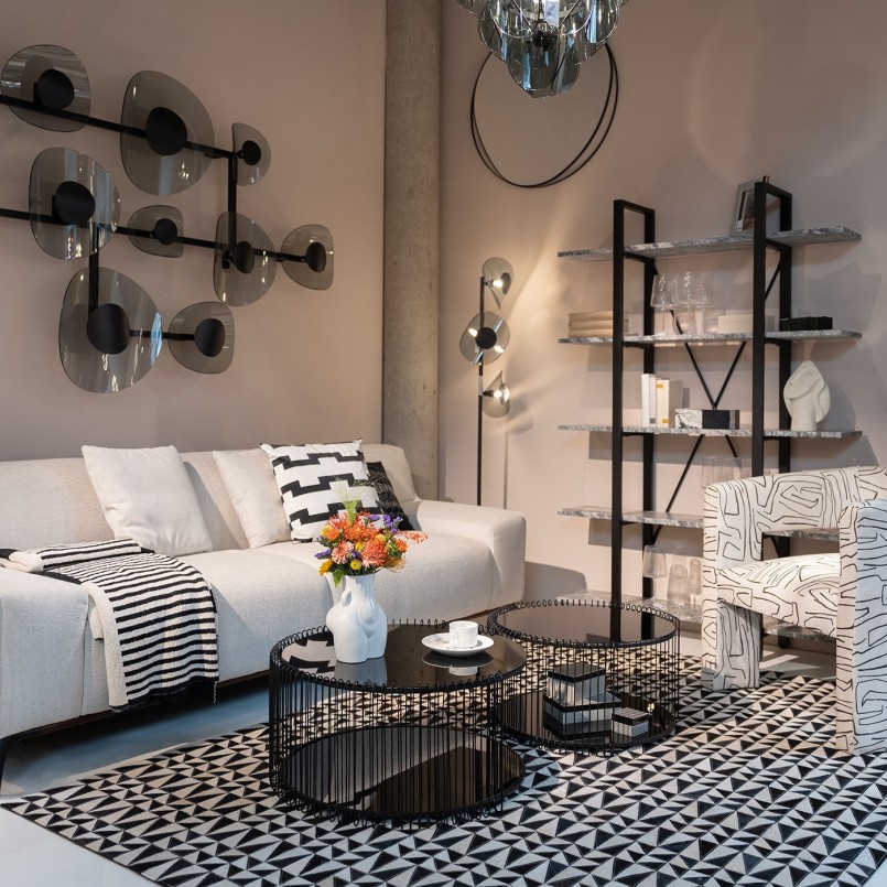 Salontafels van zwart staal en glas - Wire Double - Kare Design