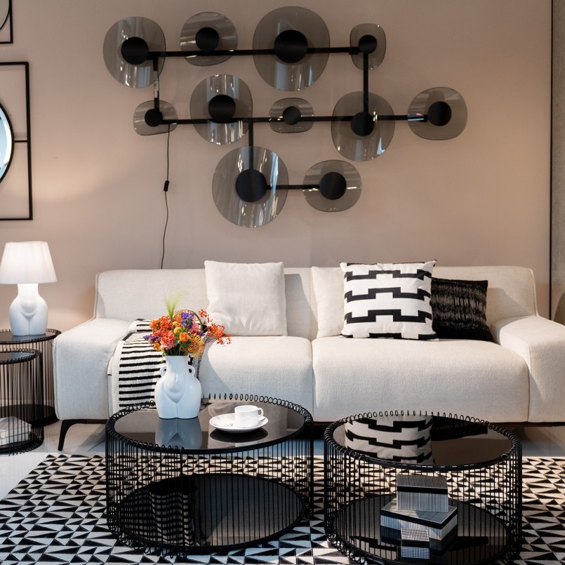 Salontafels van zwart staal en glas - Wire Double - Kare Design