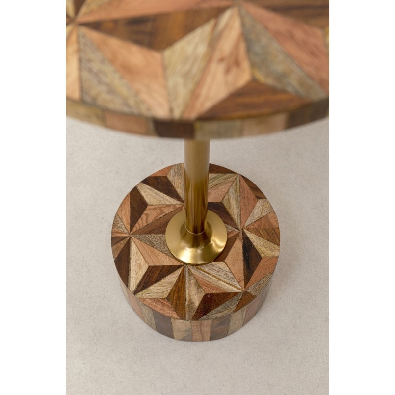Bruin en gouden ronde bijzettafel - Domero Geo - Kare Design