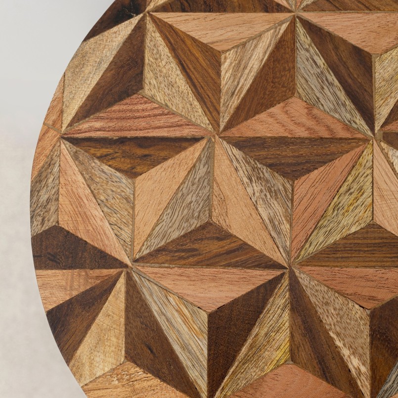 Bruin en gouden ronde bijzettafel - Domero Geo - Kare Design