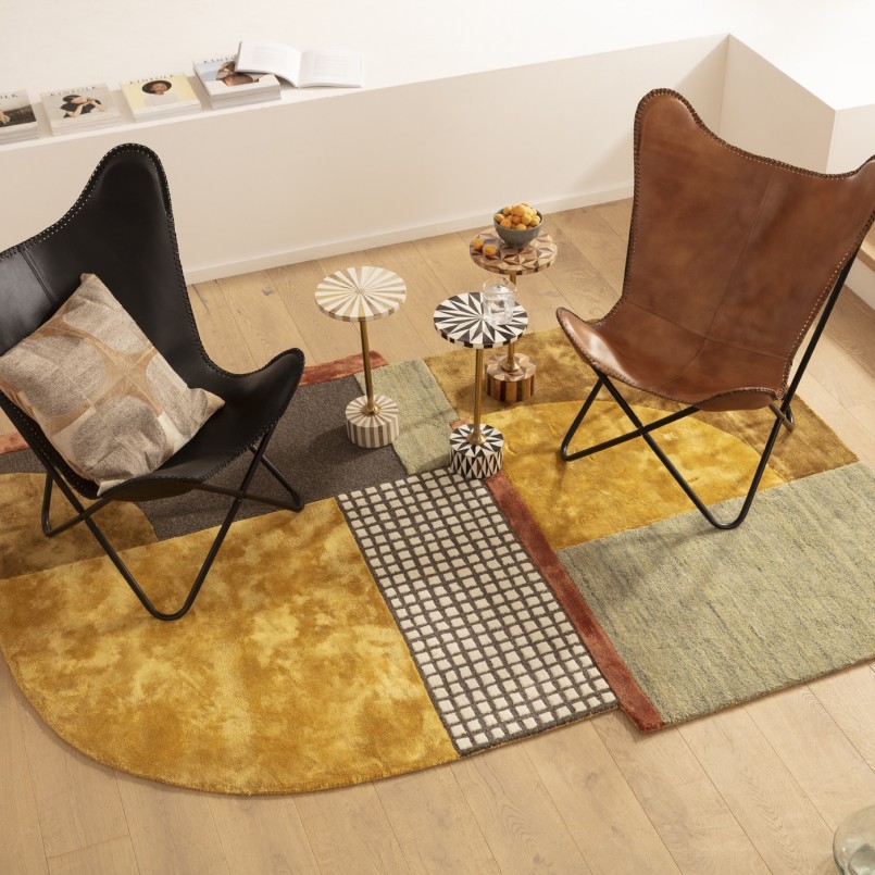 Bruin en gouden ronde bijzettafel - Domero Geo - Kare Design