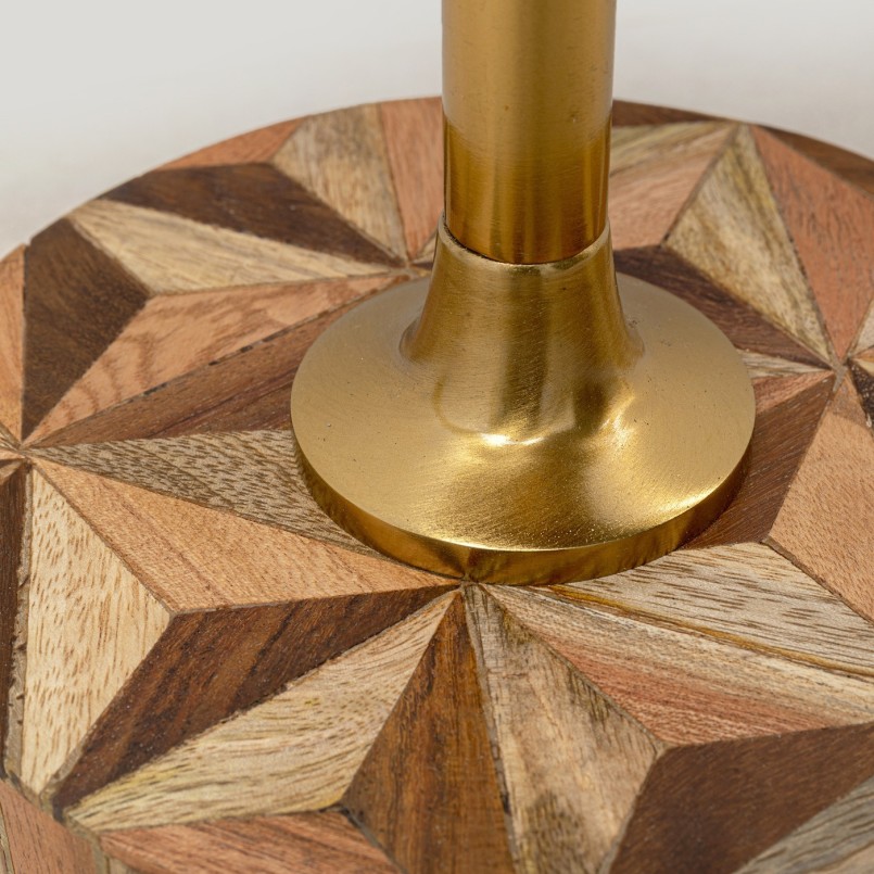 Bruin en gouden ronde bijzettafel - Domero Geo - Kare Design