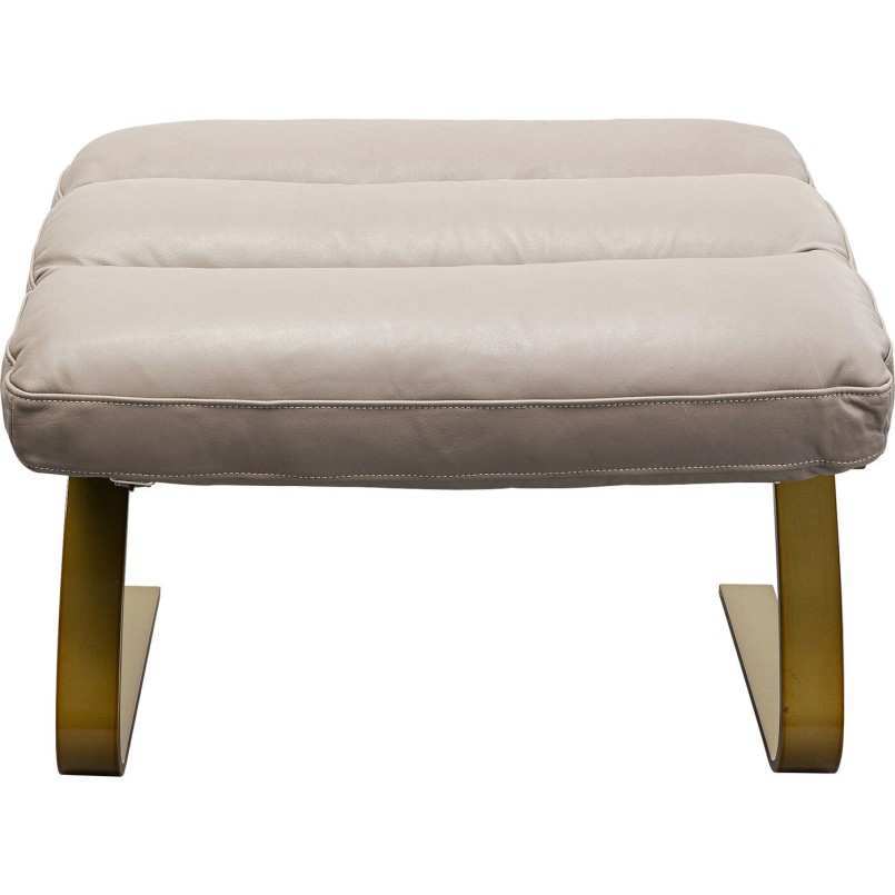 Leather and gold-plated steel armchair and footrest - Novel - Kare Design
