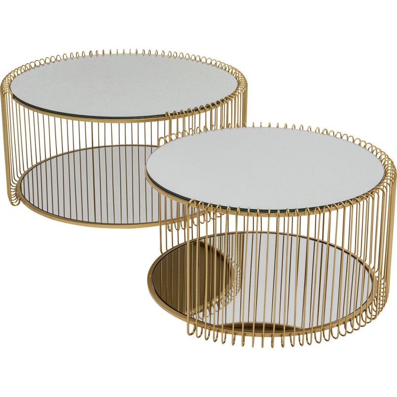 Messing gespiegelde salontafels - Wire Double - Kare Design