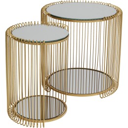 Glass and steel brass side tables - Wire Double - Kare Design