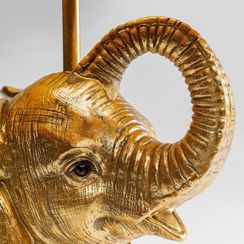 Olifantenlamp van goud polyresin en zwart linnen - Kare Design